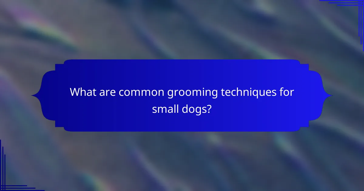 What are common grooming techniques for small dogs?