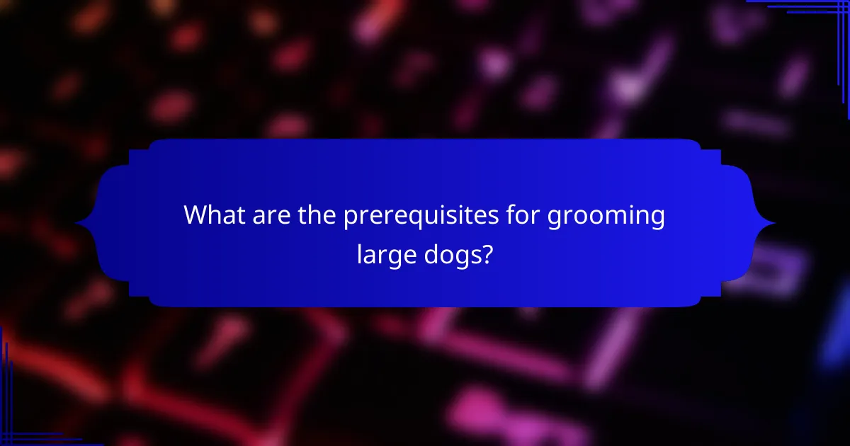 What are the prerequisites for grooming large dogs?