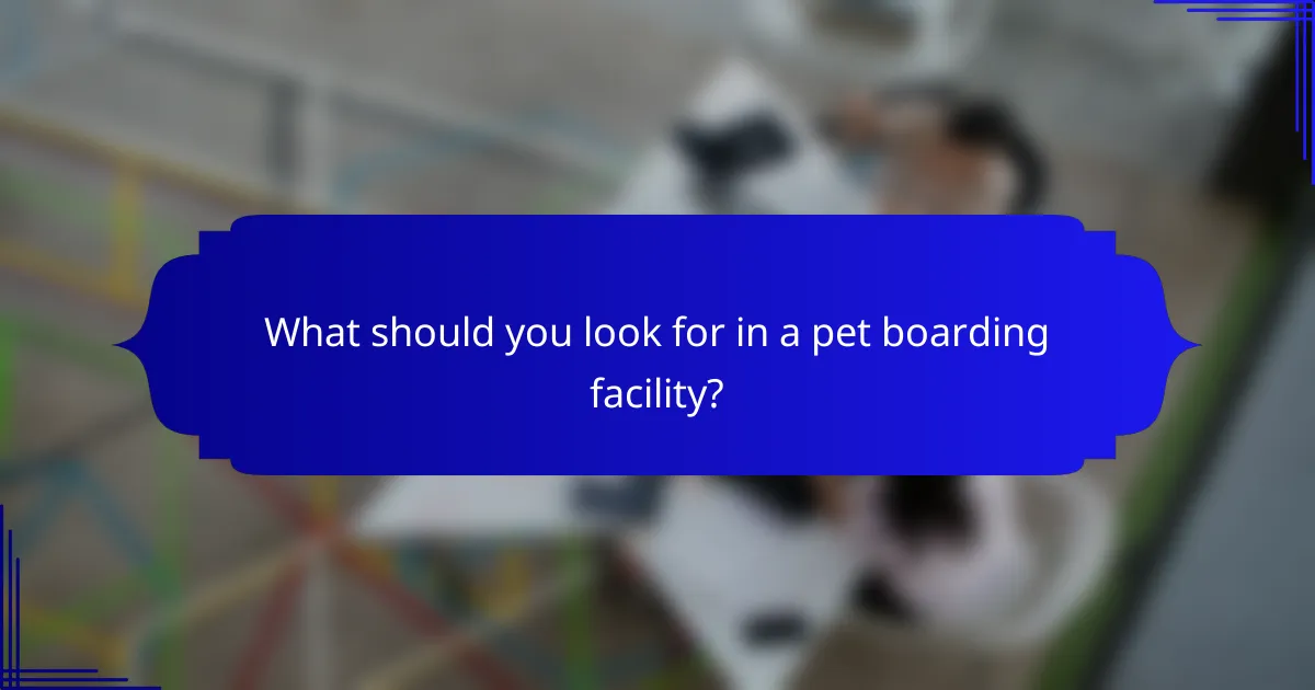 What should you look for in a pet boarding facility?